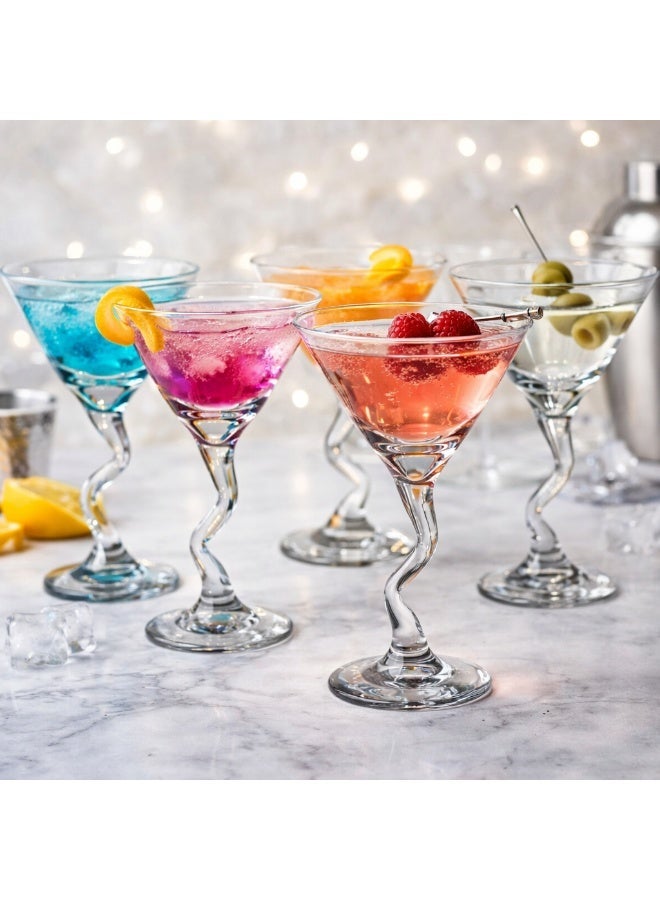 LIBBEY 🍸 Libbey Twisted Cocktail Glass Set – 12 Clear Glass Glasses | Height 16 cm – Diameter 10.5 cm - Image 1